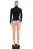 O Neck Long Sleeve Print Sequin Lips Print Tops