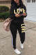 Fashion Print Patchwork O Neck Long Sleeve Two Pieces