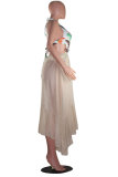 Patchwork Print backless Mesh Fashion Sexy adult Swimwears Cover Up