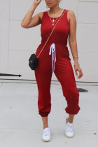 Sexy Solid Sleeveless O Neck Jumpsuits