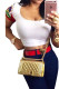 White Red Royal blue O Neck Short Sleeve Print crop top Tops