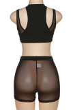 Fashion Sexy Solid Patchwork O Neck Sleeveless Three-piece Set
