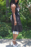 Fashion Off The Shoulder Sleeveless Slip Swagger Knee-Length Print Dresses