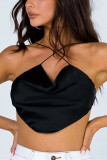 Fashion Sexy V Neck Sleeveless Off The Shoulder Short Solid Tops