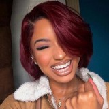 Fashion Casual Short Curly Hair Wine Red Wig