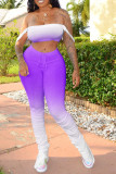 Sexy Split Draped Gradient Boot Cut Sleeveless Two Pieces
