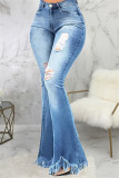 Fashion Casual Boot Cut Solid Jeans