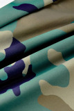 Fashion Sexy Print Patchwork Camouflage Half Sleeve Turndown Collar Jumpsuits