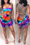 Sexy Tie-dye Printed Sling Backless Romper
