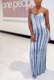 Fashion Sexy adult Green Khaki purple Dark Blue Blue and gray Off The Shoulder Sleeveless Slip Pencil Dress Ankle-Length Print Patchwork split Tie and dye Dresses