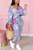 Fashion adult Ma'am OL Print Two Piece Suits pencil Long Sleeve Two Pieces