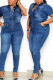 Fashion Casual Turndown Collar Short Sleeve Regular Sleeve Solid Plus Size Jumpsuit