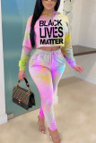 Fashion Casual adult Ma'am Patchwork Print Two Piece Suits pencil Long Sleeve Two Pieces