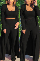 Fashion Casual Daily Sleeveless Cold Shoulder Tank Regular Solid Two Pieces