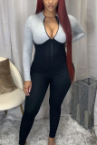 Sexy Solid O Neck Regular Jumpsuits