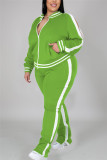 Fashion Casual Sportswear Zipper Collar Long Sleeve Regular Sleeve Patchwork Plus Size Set
