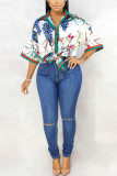Fashion Work Daily Regular Sleeve Half Sleeve Shirt Collar Shirt Dress Mini Floral Dresses