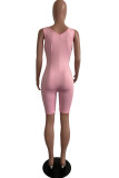 Sexy Fashion zipper Patchwork Solid Sleeveless V Neck Rompers