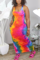 Sexy Tie-dye Printed Sleeveless Dress