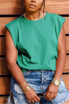 Fashion O Neck Sleeveless Regular Solid Tops