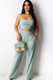 Fashion Sexy Two Piece Suits Draped Solid Loose Sleeveless
