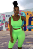 Spandex Fashion Casual adult Ma'am Patchwork Solid Two Piece Suits Fluorescent pencil Sleeveless Two Pieces