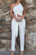 Fashion Sexy Sleeveless One Shoulder Off The Shoulder Short Solid Two Pieces