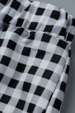 Fashion Casual Plaid Print Patchwork Turndown Collar Long Sleeve Two Pieces