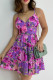 Sweet Print Patchwork Spaghetti Strap Sling Dress Dresses