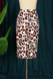 Fashion Casual Print Leopard Basic Skinny High Waist Skirt