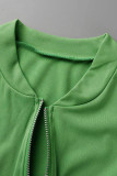 Fashion Casual Print Basic Zipper Collar Plus Size Two Pieces