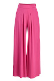 Fashion Casual Solid Patchwork Regular High Waist Wide Leg Trousers