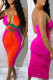 Sexy Solid Bandage Hollowed Out Patchwork Fold Halter Pencil Skirt Dresses