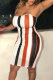 Fashion Sexy Striped Print Backless Spaghetti Strap Sleeveless Dress