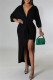 Fashion Casual Solid Patchwork V Neck Irregular Dress