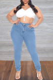Fashion Casual Solid Patchwork Plus Size Jeans
