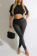 Fashion Casual Solid Patchwork See-through O Neck Short Sleeve Two Pieces