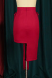 Fashion Sexy Solid Patchwork Asymmetrical Skinny High Waist Skirt