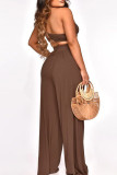 Sexy Casual Solid Hollowed Out One Shoulder Sleeveless Two Pieces