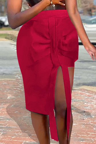 Fashion Sexy Solid Patchwork Asymmetrical Skinny High Waist Skirt
