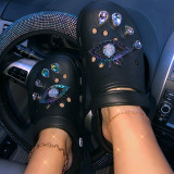 Fashion Casual Patchwork Rhinestone Round Comfortable Shoes