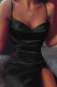 Fashion Sexy Solid Patchwork Backless Slit Spaghetti Strap Sleeveless Dress