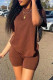Fashion Casual Solid Patchwork Basic O Neck Short Sleeve Two Pieces