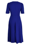 Fashion Casual Solid Patchwork O Neck Short Sleeve Dress