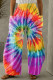 Fashion Casual Print Tie Dye Patchwork Regular High Waist Trousers