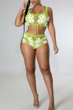 Sexy Solid Embroidered Bandage Hollowed Out Patchwork Two Pieces