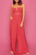 Sexy Solid Bandage Patchwork Fold Spaghetti Strap Straight Jumpsuits