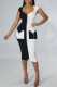 Fashion Sexy Solid Patchwork V Neck Short Sleeve Dress