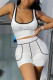 Fashion Casual Letter Hot Drilling Patchwork U Neck Sleeveless Two Pieces