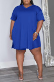 Casual Solid Patchwork V Neck Plus Size Two Pieces